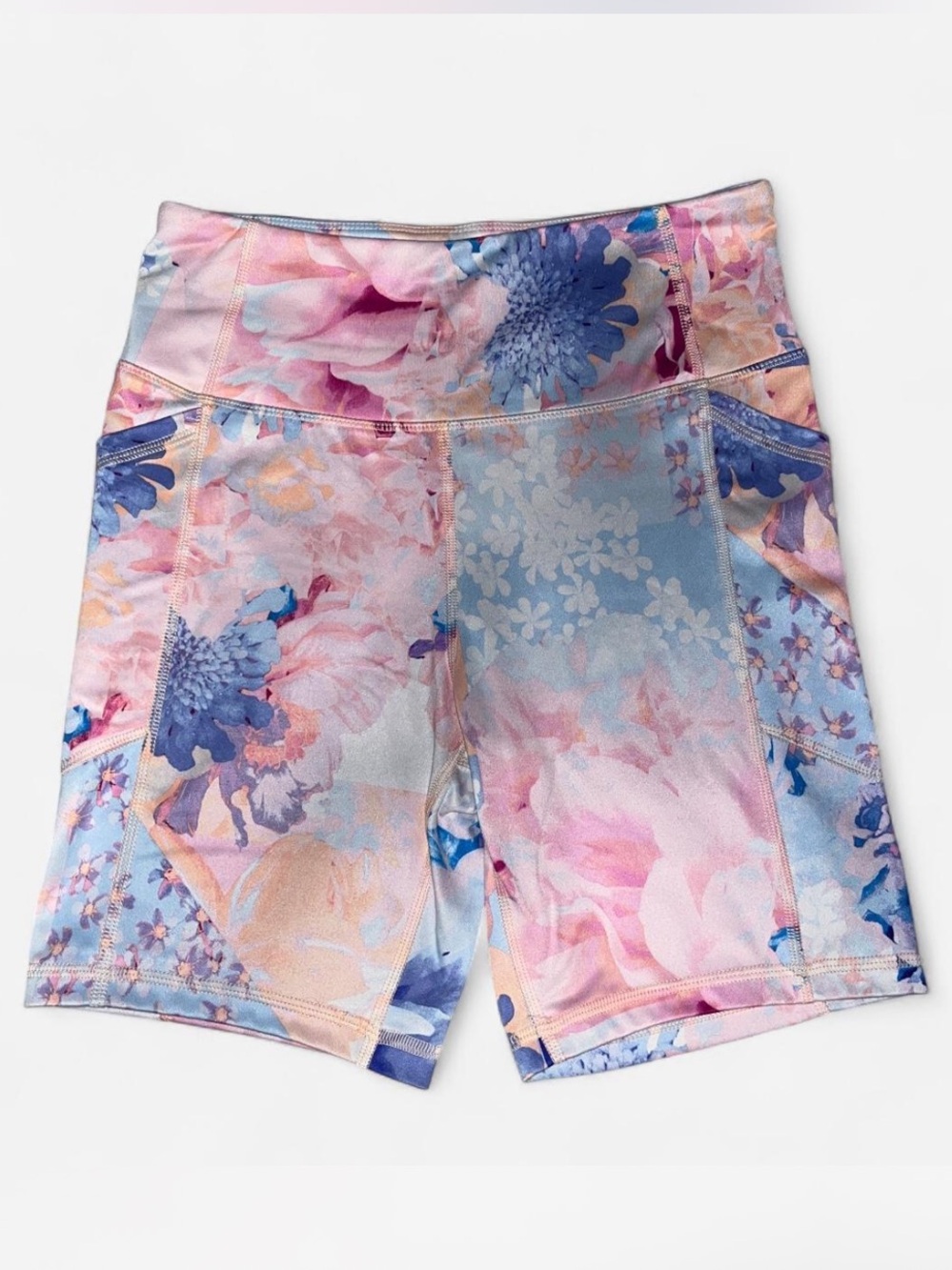 AVIA Floral Pastel Bike Shorts in Pink and Blue